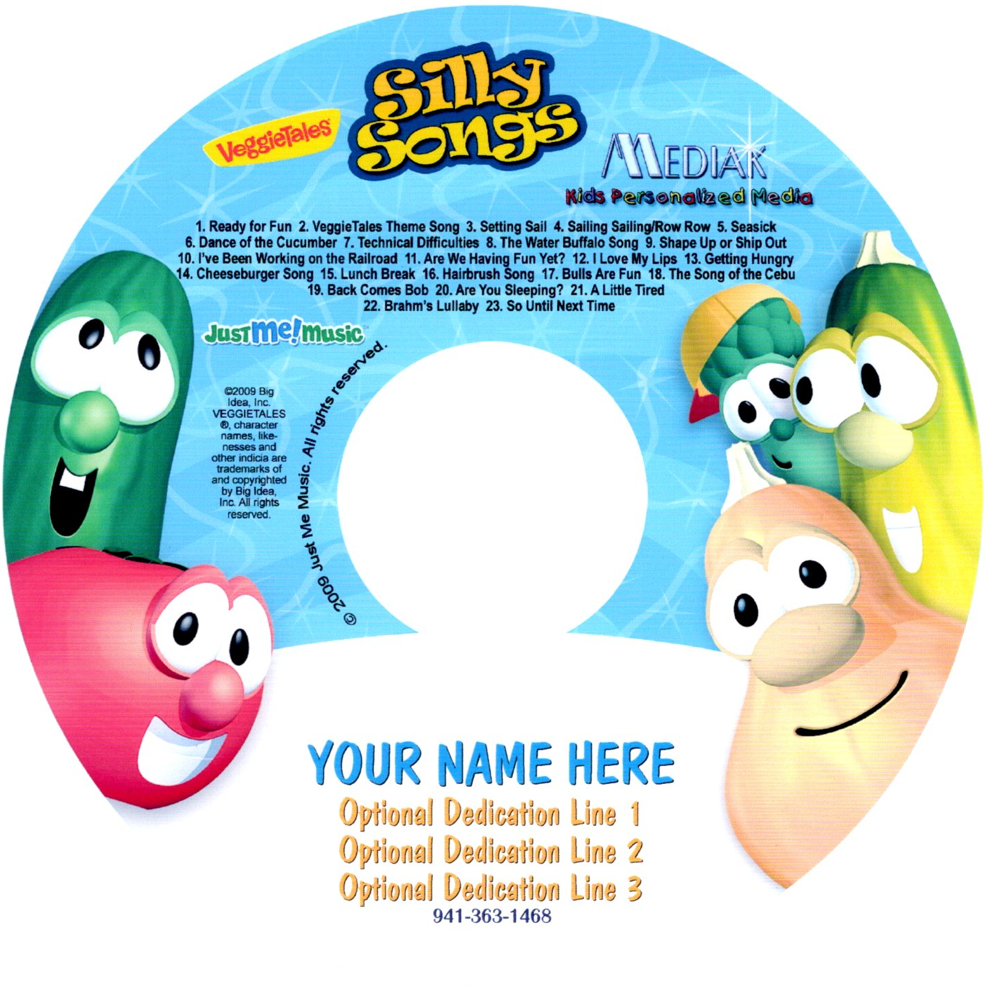 SILLY SONGS WITH VEGGIE TALES Vol 2 - NAME PERSONALIZED CHILDREN - CD By Mail - Add MP3 Download